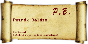 Petrák Balázs névjegykártya